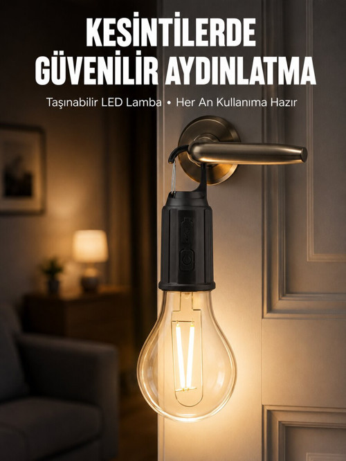 Şarjlı Aydınlatma Ampul Tasarımlı Ambians Işık Askılı Kamp Lambası - NLCAEB1680-9312