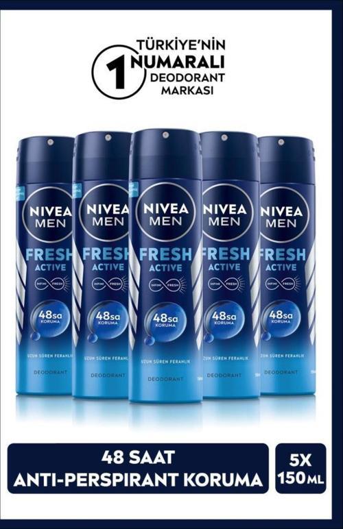 Erkek Sprey Deodorant Fresh Active 150 Mlx5adet,48 Saat Deodorant Koruması