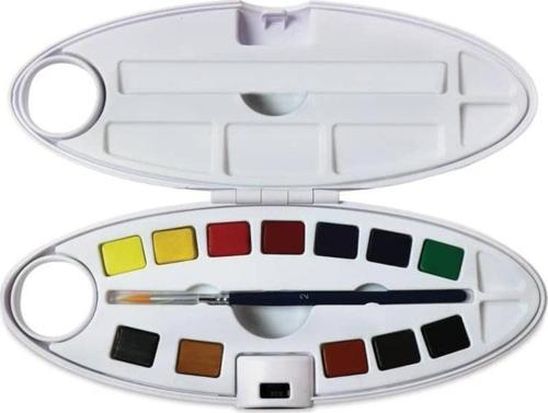 Watercolour Aquarelle Fine Sulu Boya 12 Renk Oval Palet