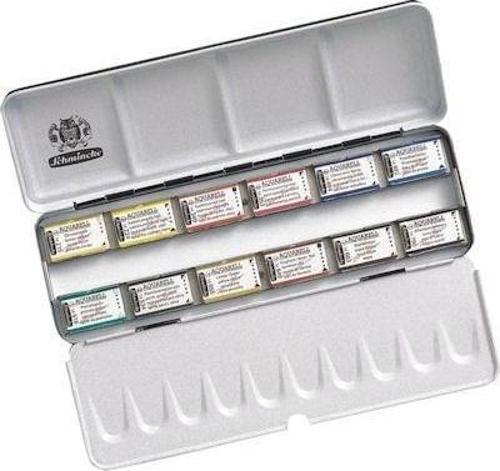 Akademie Aquarell Taş Sulu Boya 1/1 Tablet 12 Renk Metal Set