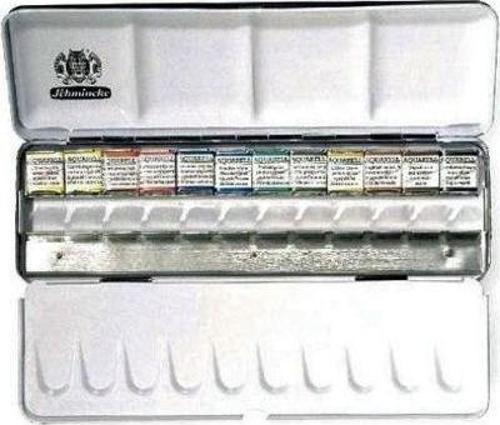 Akademie Aquarell Taş Sulu Boya 1/2 Tablet 12 Renk + Extra Hazne Metal Set