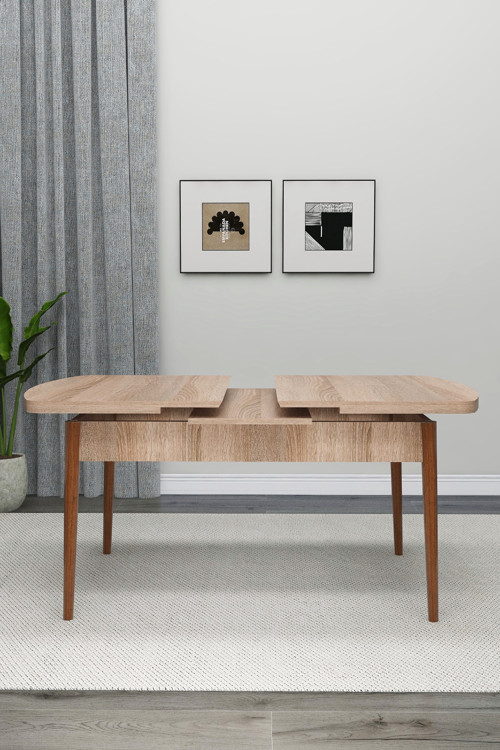 Mutlu Serisi Yemek Masası Açılabilir 6/8 Kişilik 80X130-80X170 Masa Ahşap Ayak(Erciyes Meşe)