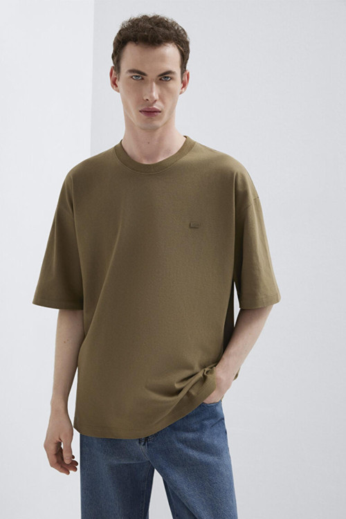 M0613188-71564 Kısa Kol Logo Erkek T-Shirt Stone Gray