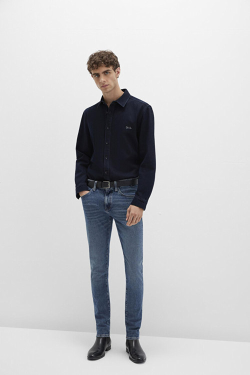 M001070-90983 Erkek Kvnç Foggy Blue Mavi Black Jean Pantolon