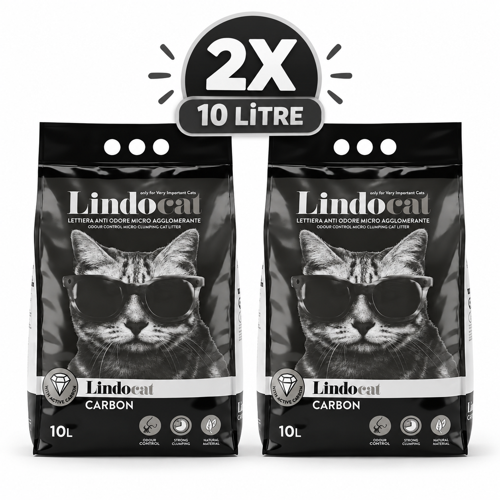 Lindocat Carbon Ekstra Güçlü Topaklanan Beyaz Bentonit Kedi Kumu 2 Adet10lt