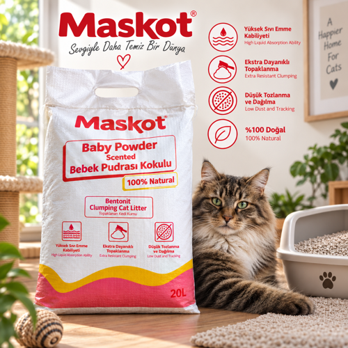 pet Parfümlü Bentonit Kedi Kumu 20 Litre