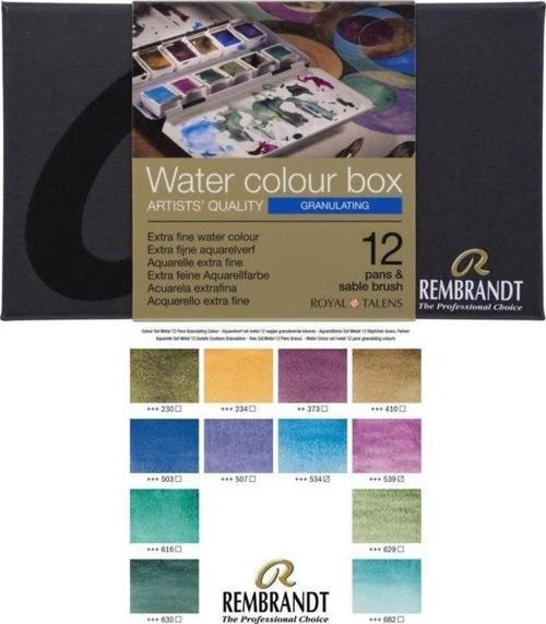 Rembrandt Sulu Boya 12 Renk Metal Kutu Granulating