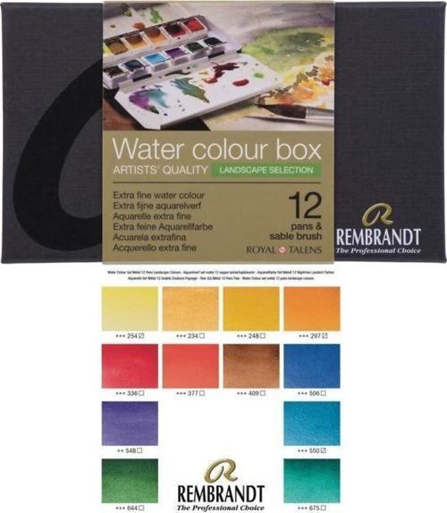 Rembrandt Sulu Boya 12 Renk Metal Kutu Landscape