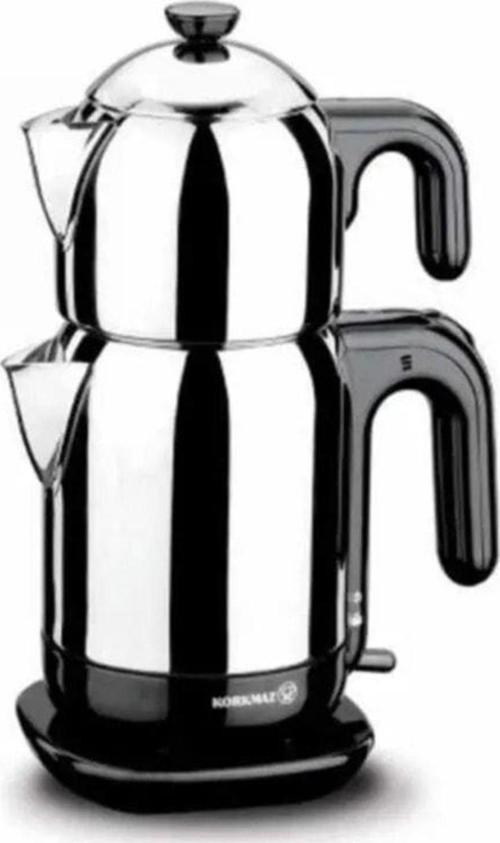 Çelik Çay Makinesi Siyah Kulplu