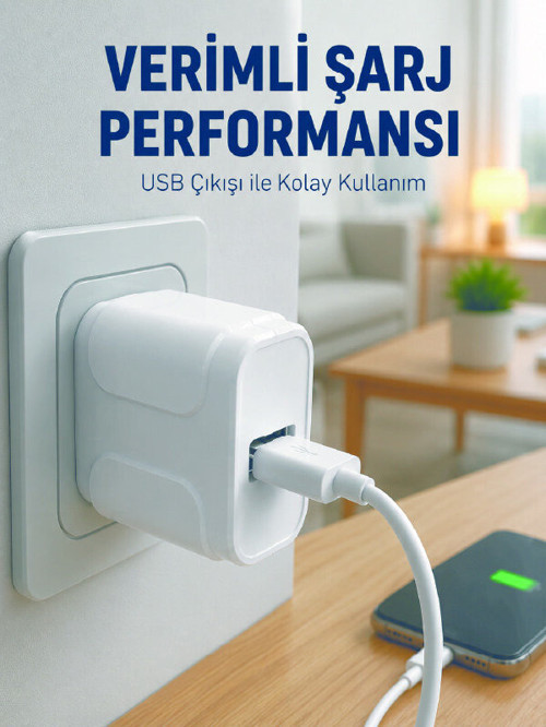USB Girişli 12W Şarj Adaptörü Kompakt Telefon Şarj Cihazı - RFIOVS2386-9459