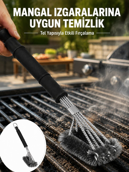 Uzun Saplı Izgara Temizleme Fırçası Çelik Telli Yeni Nesil - RFIOVS8441-6640