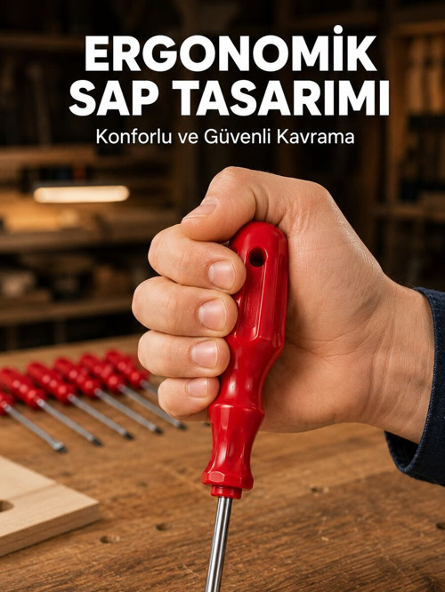 Çelik 7'li Tornavida Seti Ergonomik Sap Profesyonel Kullanım - RFIOVS3071-5080