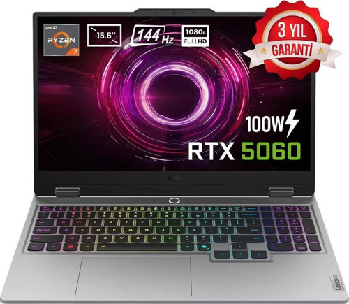 Loq 15AHP10 Amd Ryzen 7 250 32GB Ddr5 1tb SSD Rtx 5060 8gb 100W 15.6 Inç Full Hd 144Hz IPS Windows 11 Pro Gaming Laptop