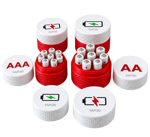 YAPI3D AA AAA Pil Saklama Kutusu 6'lı Set 3 Adet AA 3 Adet AAA Pil Organizer Düzenleyici Muhafaza ve Taşıma Kabı