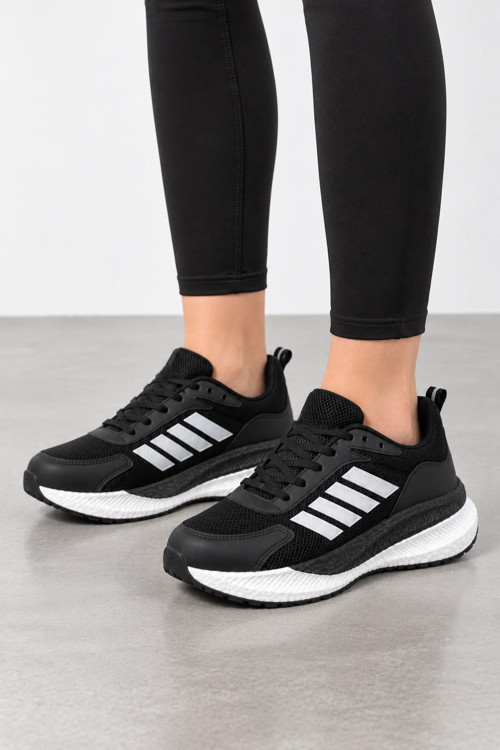 Void Kadın Bağcıklı Günlük Sneaker Spor Ayakkabı - Siyah