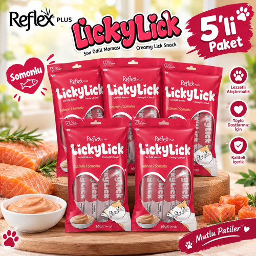 Plus LickyLick Somonlu Sıvı Ödül Maması 5li PAKET