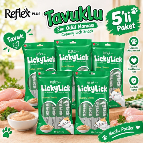 Plus LickyLick Tavuklu Sıvı Ödül Maması 15 gr 5li PAKET
