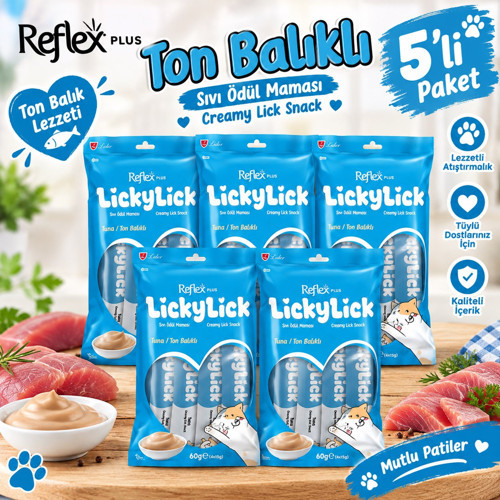 Plus LickyLick Tuna Balıklı Sıvı Ödül Maması 5li PAKET
