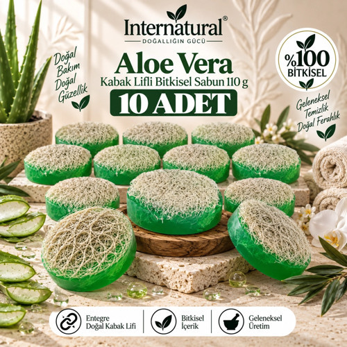 Internatural Aloe Vera Kabak Lifli Bitkisel Sabun 10'lu Paket (10 x 110 g)