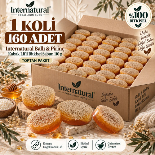 Internatural Ballı & Pirinç Kabak Lifli Bitkisel Sabun 160'lı Paket (160 x 110 g)