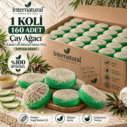 Internatural Çay Ağacı Kabak Lifli Bitkisel Sabun 160'lı Paket (160 x 110 g)
