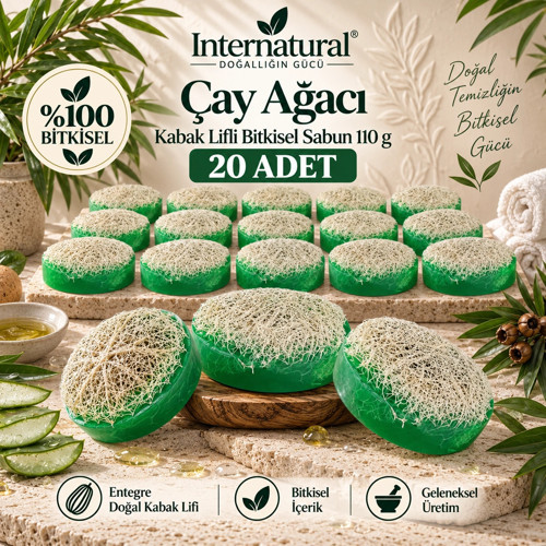 Internatural Çay Ağacı Kabak Lifli Bitkisel Sabun 20'li Paket (20 x 110 g)