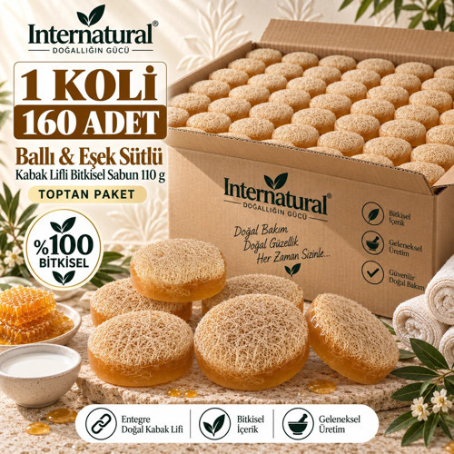 Internatural Ballı & Eşek Sütlü Kabak Lifli Bitkisel Sabun 160'lı Paket (160 x 110 g)