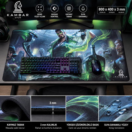 KAMBAR Oyun Büyük Boy Gaming Mouse Pad – 800 × 400 × 3 mm