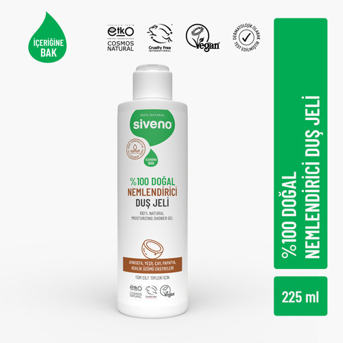%100 Doğal Duş Jeli Nemlendirici Yenileyici Vegan 225 ml