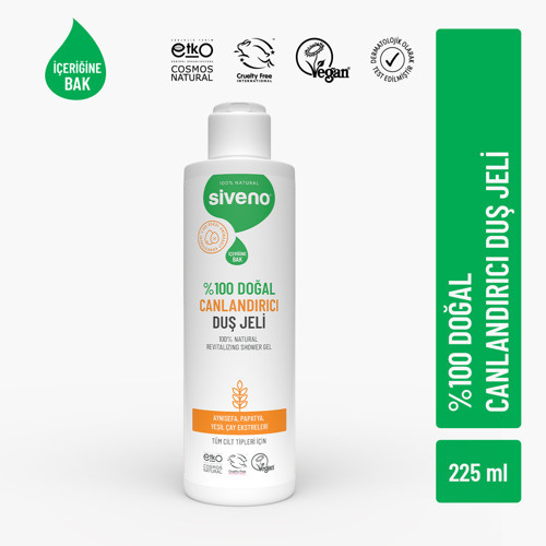%100 Doğal Duş Jeli Canlandırıcı Sebum Dengeleyici Vegan 225 ml