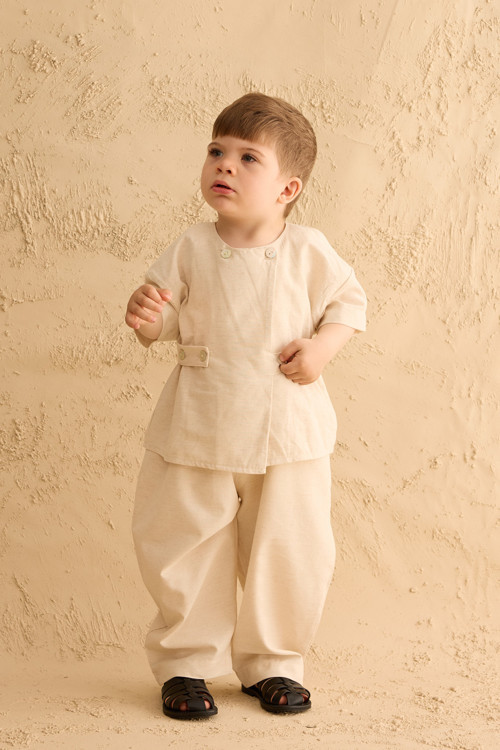 Çift Düğmeli Pantolon Takım Naturel