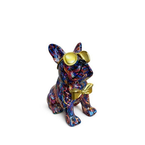 SOFIART Dekoratif Renkli Bulldog Figür 27x18x30 CM