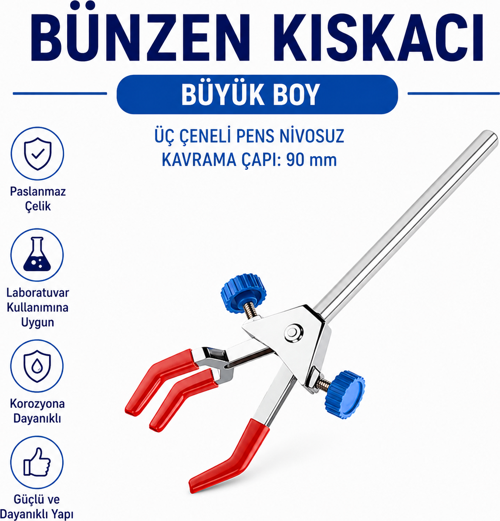 Bünzen Kıskacı - Büyük Boy - Üç Çeneli Pens Nivosuz Kavrama Çapı: 90 mm