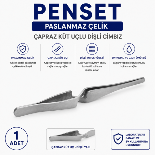 Penset Paslanmaz Çelik - Çapraz Küt Uçlu Dişli Cımbız
