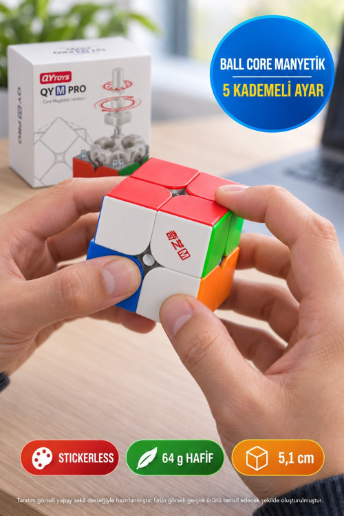QiYi M Pro 2x2 Manyetik Speed Cube Ball Core Çift Ayarlı Stickerless Zeka Küpü 5,1 cm
