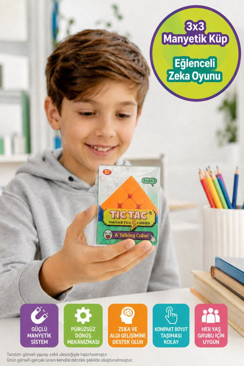 Manyetik 3x3 Zeka Küpü Young Joe Tic Tac YJ8422 Stickerless Speed Cube Hız ve Beceri Oyunu 5.6 cm