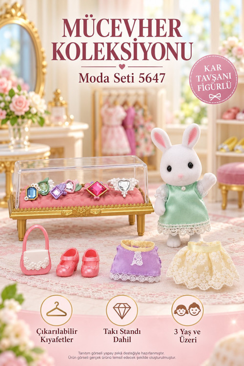Sylvanian Families Kar Tavşanı Moda Mücevher Takı Aksesuar Oyun Seti 5647 - 8 cm