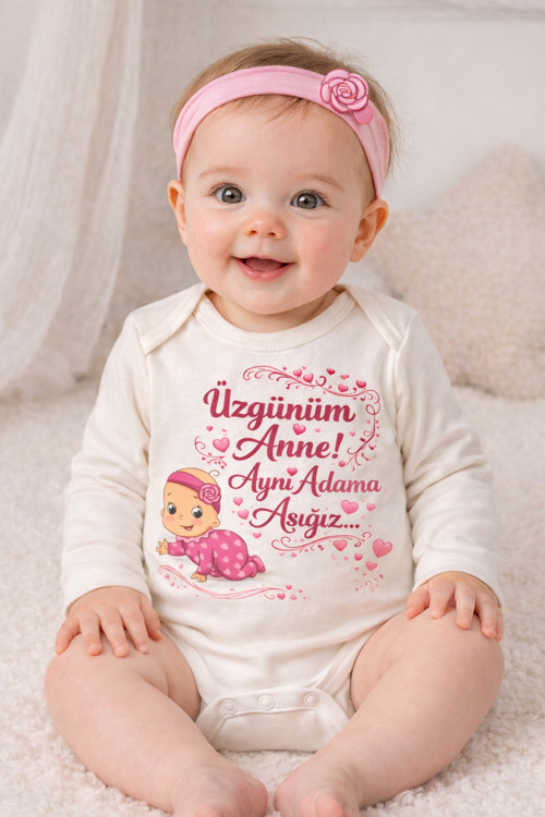 Bebek Zıbın Komik Yazılı Baba Sevgisi Baskılı %100 Pamuk Body (Yenidoğan & Bebek)