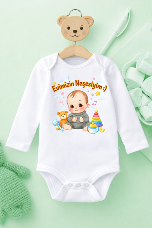 Bebek Komik Espirili Baskılı Zıbın Evin Neşesi Erkek Body Hediye