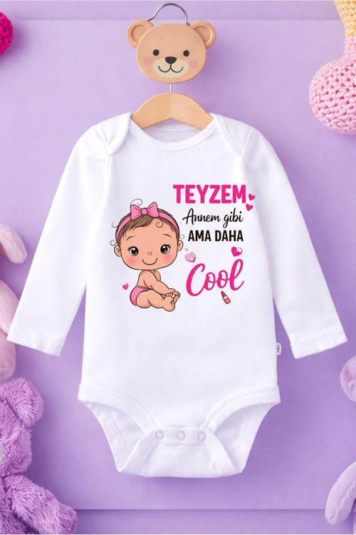Bebek Komik Espirili Baskılı Zıbın Teyzem Cool Body Hediye