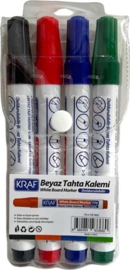 Doldurulabilir Beyaz Tahta Kalemi 4 Renk Set PVC