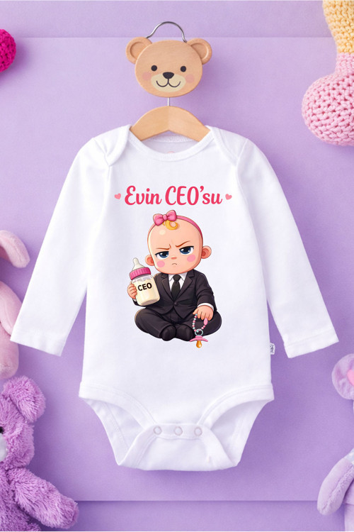 Bebek Komik Espirili Baskılı Zıbın Evin Ciosu Erkek Body Hediye