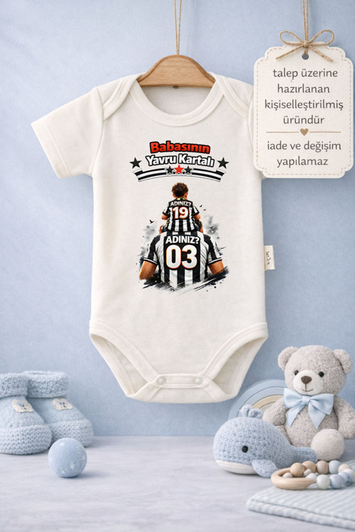 Bebek Zıbın Komik Yazılı Babasının Minik Kartalı Baskılı %100 Pamuk Body (Yenidoğan & Bebek)