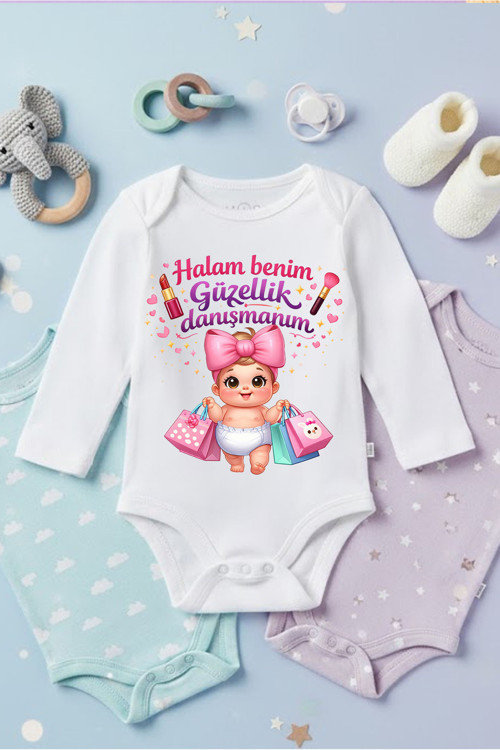 Bebek Komik Espirili Baskılı Zıbın Halam Güzellik Danışmanım Body Hediye