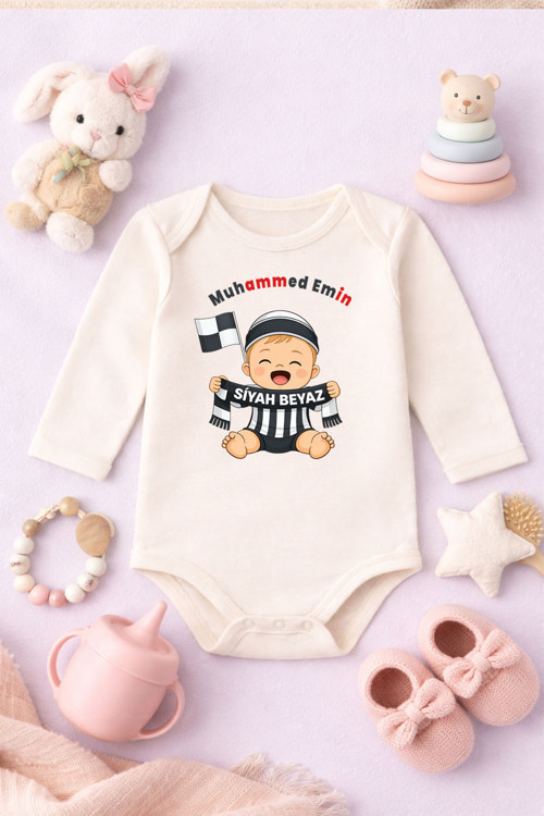 Bebek Zıbın Yazılı Siyah Beyaz Bebek Baskılı %100 Pamuk Body (Yenidoğan & Bebek)