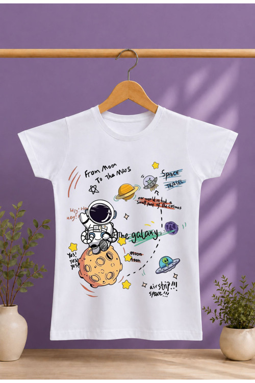 Çocuk T-Shirt Yazılı Cool Baby Club Baskılı %100 Pamuk Kısa Kol T-Shirt