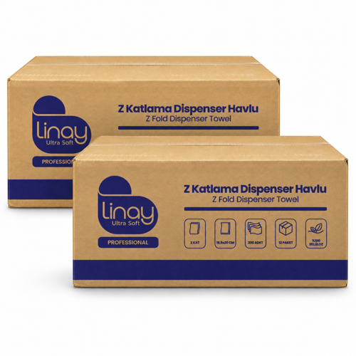 Ultra Soft Z Katlama Dispenser Havlu 2 Katlı 200 Yaprak 24 Paket – 2 Koli