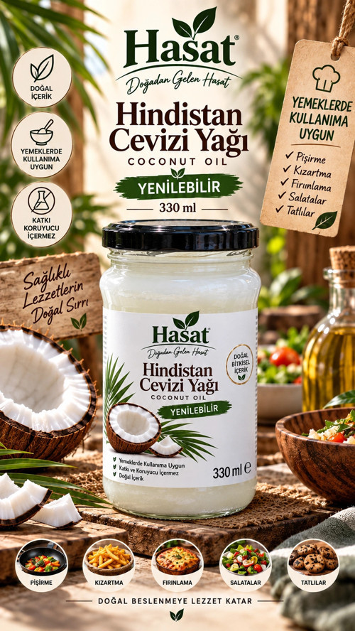Hasat - Yenilebilir Katı Hindistan Cevizi Yağı 330 ml