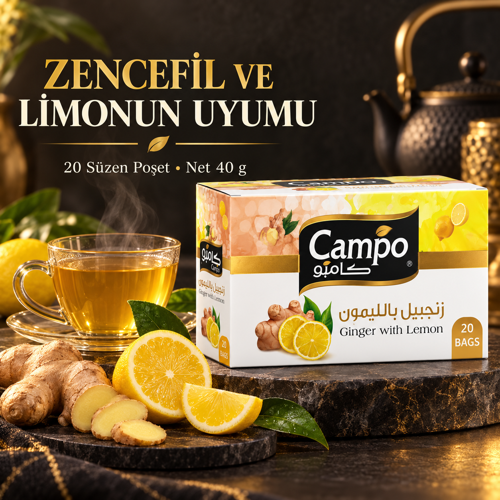 Campo Zencefil ve Limon Bitki Çayı – 20 Süzen Poşet / 40 g