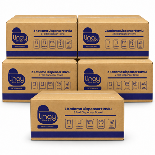 Ultra Soft Z Katlama Dispenser Havlu 2 Katlı 200 Yaprak 60 Paket – 5 Koli
